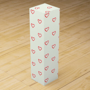 Red Hearts Pattern, Cute, Love Wine Box