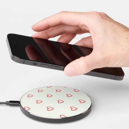 Red Hearts Pattern Cute Love Wireless Charger