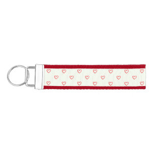 Red Hearts Pattern, Cute, Love Wrist Keychain