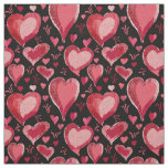 Red Hearts Pattern Drawing on Black Fabric