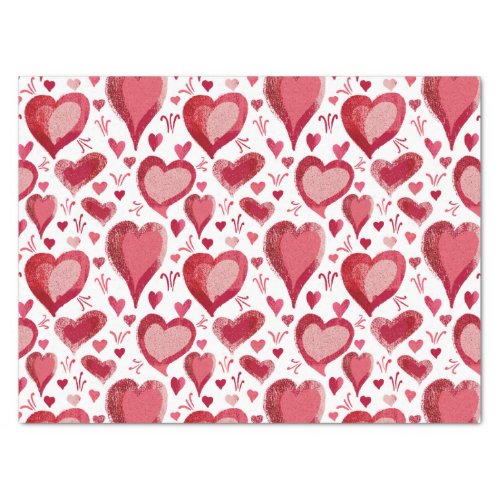 Red Hearts Pattern Drawing Valentines Day Tissue Paper