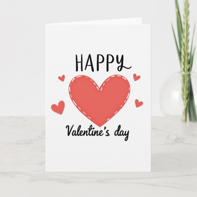 Red Hearts Pattern Happy Card (Front)