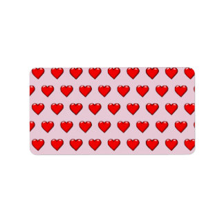 Red Hearts Pattern Label