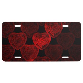 Red Hearts Pattern License Plate by StellarEmporium at Zazzle