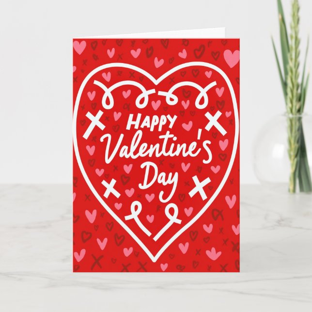 Red Hearts Pattern Love Card (Front)