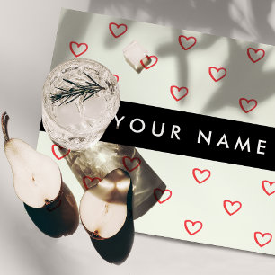 Red Hearts Pattern, Love, Your Name, Personalise Cloth Placemat