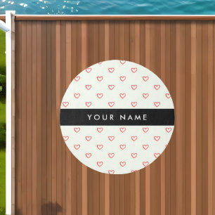 Red Hearts Pattern, Love, Your Name, Personalise Outdoor Rug