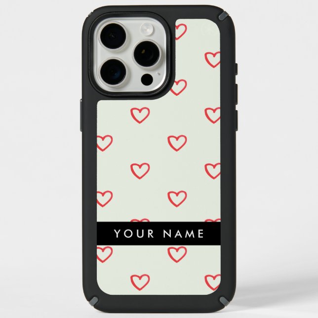 Red Hearts Pattern, Love, Your Name, Personalise Speck iPhone Case (Front)