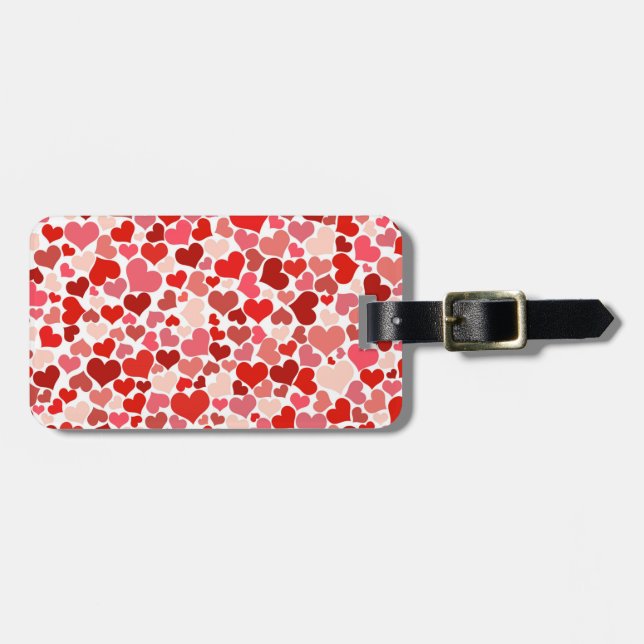 Red hearts pattern luggage tag (Front Horizontal)