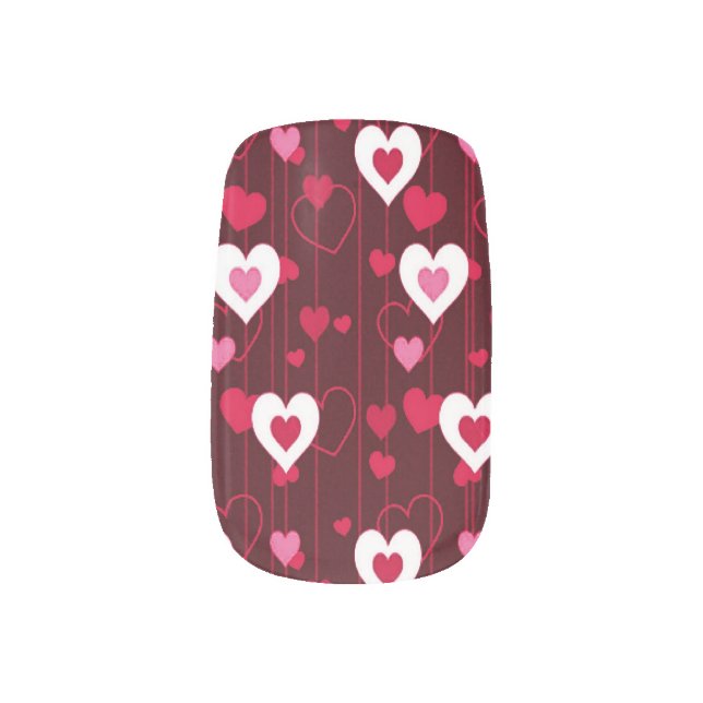 Red Hearts Pattern Minx Nail Art (Left Thumb)