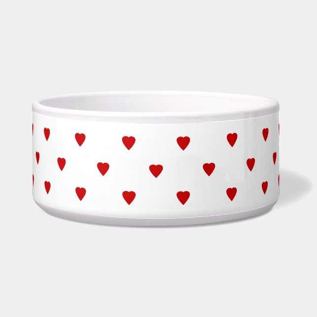 Red Hearts Pattern on a White Background. Bowl (Front)