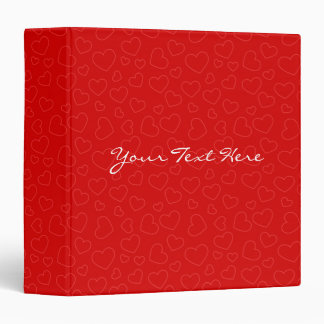 Red Hearts Pattern Personalized 3 Ring Binder