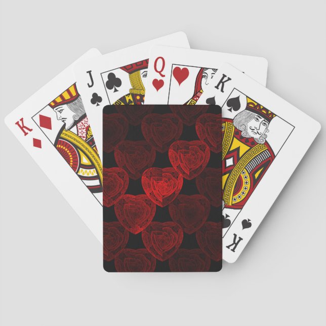 Red Hearts Pattern Poker Cards (Back)