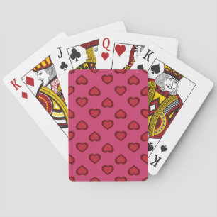 Red Hearts Pattern Poker Cards