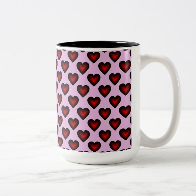 Red Hearts Pattern Red and Pink Coffee Mug (Right)