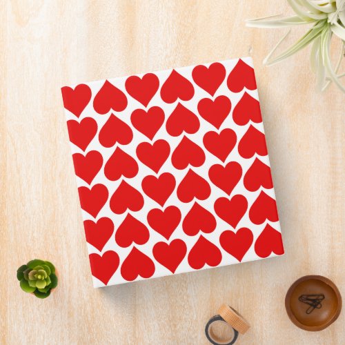 Red Hearts Pattern Romantic Love 3 Ring Binder