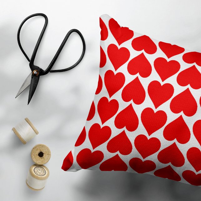 Red Hearts Pattern, Romantic, Love Accent Pillow (Creator Uploaded)