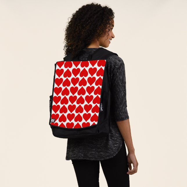 Red Hearts Pattern, Romantic, Love Backpack (Worn)