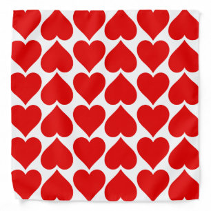 Red Hearts Pattern, Romantic, Love Bandana