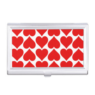 Red Hearts Pattern, Romantic, Love Business Card Case
