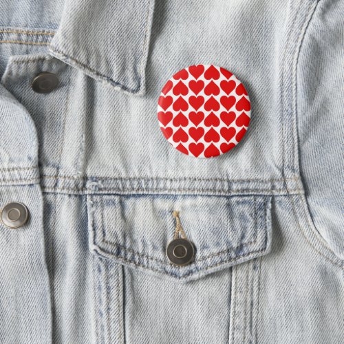 Red Hearts Pattern Romantic Love Button