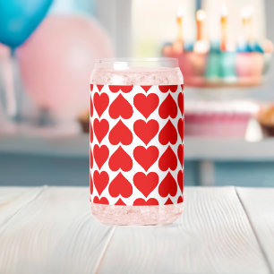 Red Hearts Pattern, Romantic, Love Can Glass