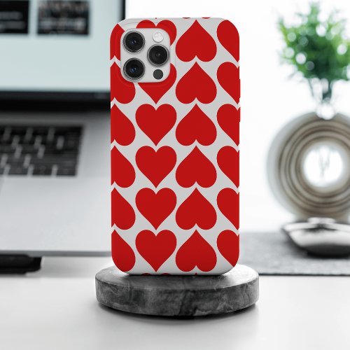 Red Hearts Pattern Romantic Love iPhone 15 Pro Max Case