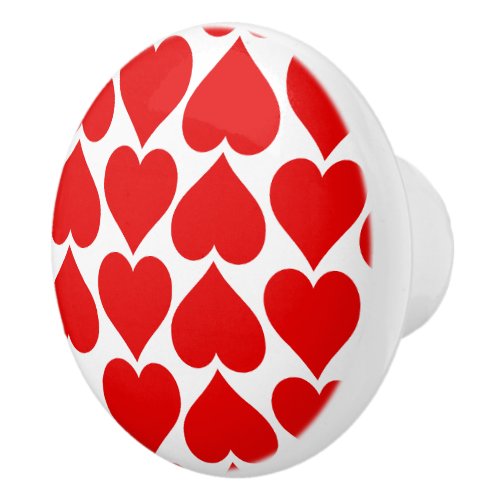 Red Hearts Pattern Romantic Love Ceramic Knob