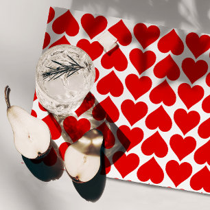 Red Hearts Pattern, Romantic, Love Cloth Placemat
