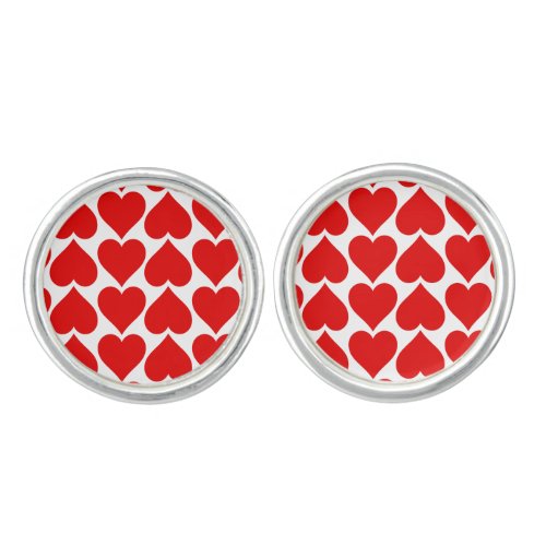 Red Hearts Pattern Romantic Love Cufflinks