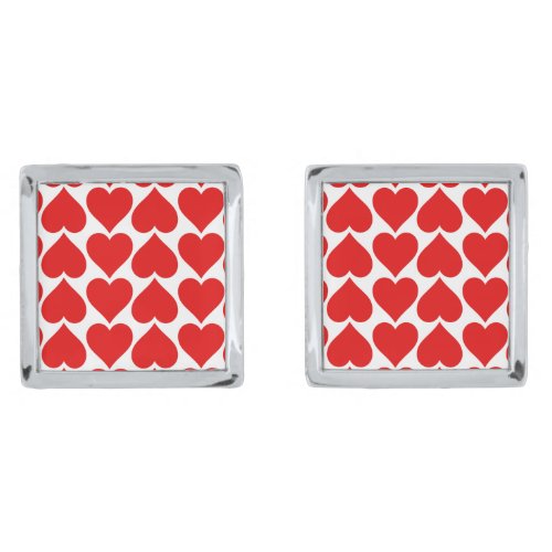 Red Hearts Pattern Romantic Love Cufflinks