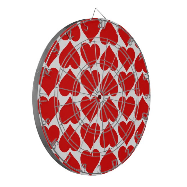 Red Hearts Pattern, Romantic, Love Dart Board (Front Left)