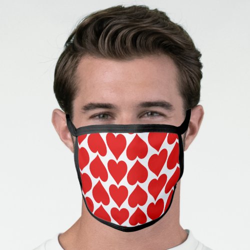 Red Hearts Pattern Romantic Love Face Mask