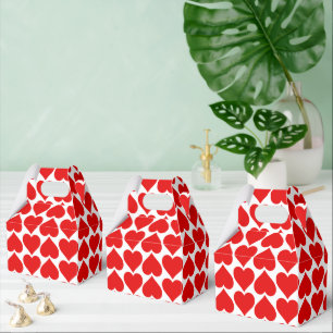 Red Hearts Pattern, Romantic, Love Favor Boxes