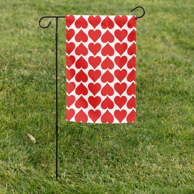 Red Hearts Pattern, Romantic, Love Garden Flag (In SItu)
