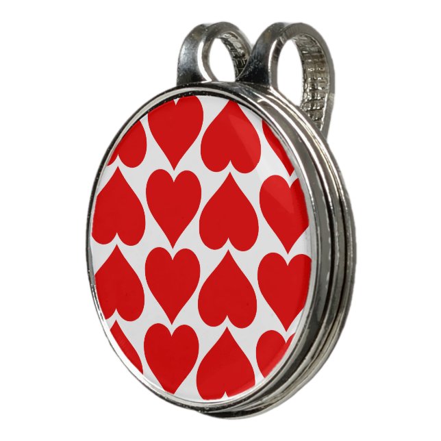 Red Hearts Pattern, Romantic, Love Golf Hat Clip (3/4)