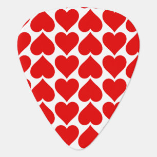 Red Hearts Pattern, Romantic, Love Guitar Pick