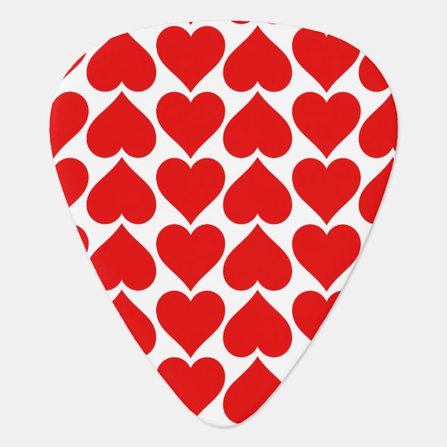 Red Hearts Pattern, Romantic, Love Guitar Pick (Front)
