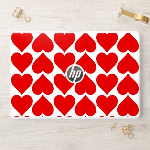 Red Hearts Pattern Romantic Love HP Laptop Skin