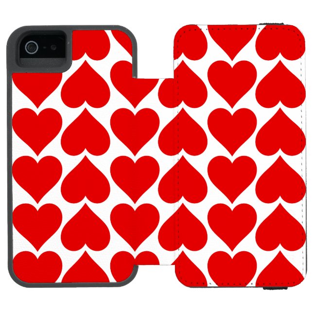 Red Hearts Pattern, Romantic, Love Incipio iPhone Wallet Case (Folio Open)