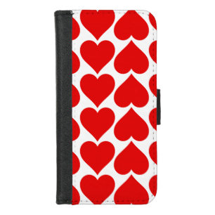 Red Hearts Pattern, Romantic, Love iPhone 8/7 Wallet Case