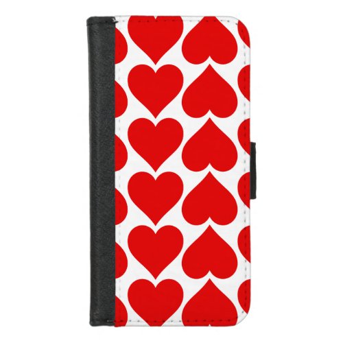 Red Hearts Pattern Romantic Love iPhone 87 Wallet Case