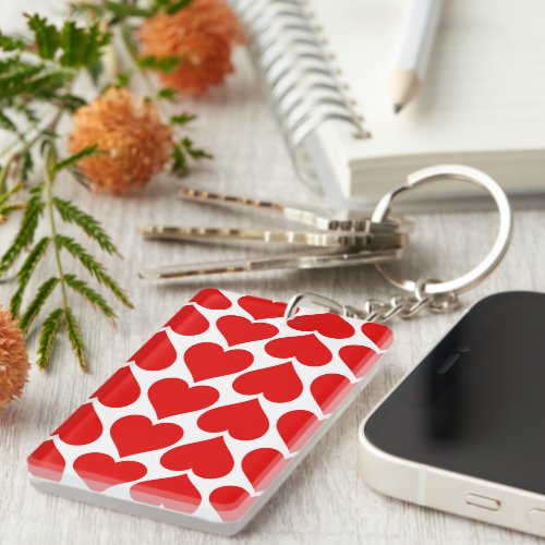Red Hearts Pattern Romantic Love Keychain