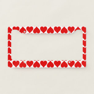 Red Hearts Pattern, Romantic, Love License Plate Frame