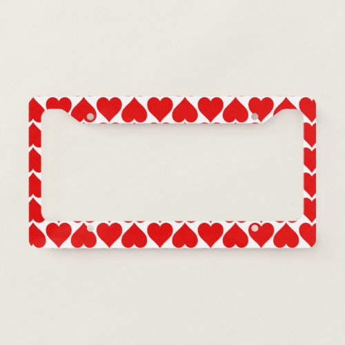 Red Hearts Pattern Romantic Love License Plate Frame