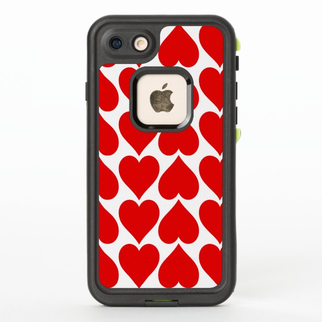 Red Hearts Pattern, Romantic, Love LifeProof iPhone Case (Back)