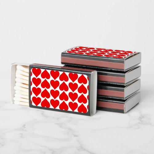 Red Hearts Pattern Romantic Love Matchboxes