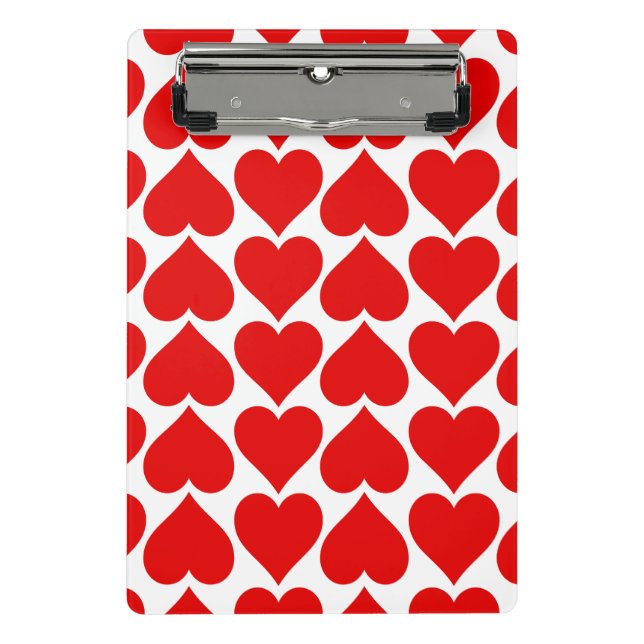 Red Hearts Pattern, Romantic, Love Mini Clipboard (Front)