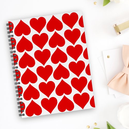 Red Hearts Pattern Romantic Love Notebook