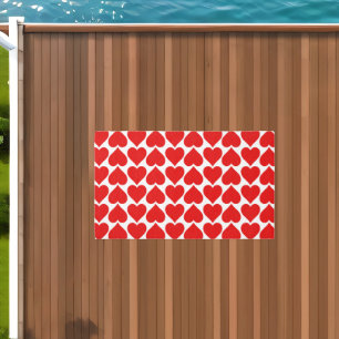 Red Hearts Pattern, Romantic, Love Outdoor Rug